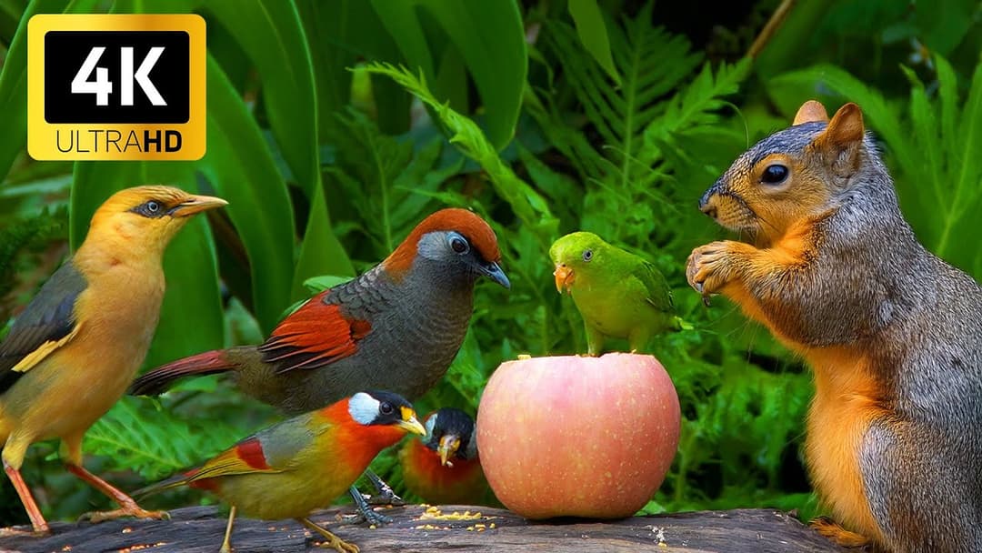 Ultimate Cat TV 😸 Birds & Squirrels Munch on Sweet Summer Treats 🐦🐿️ Videos for Cats 4K