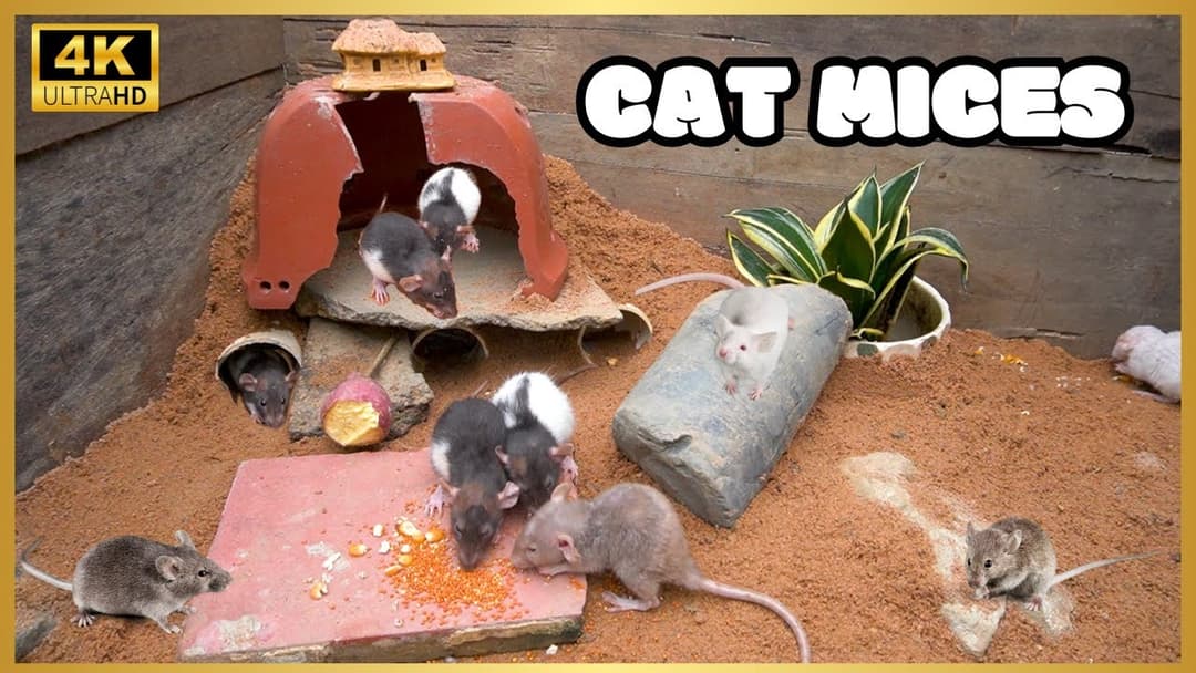 Cat TV for Cats to Watch🐱| adorable mouse digging burrows, squabble playing and squeaking |Cat games
