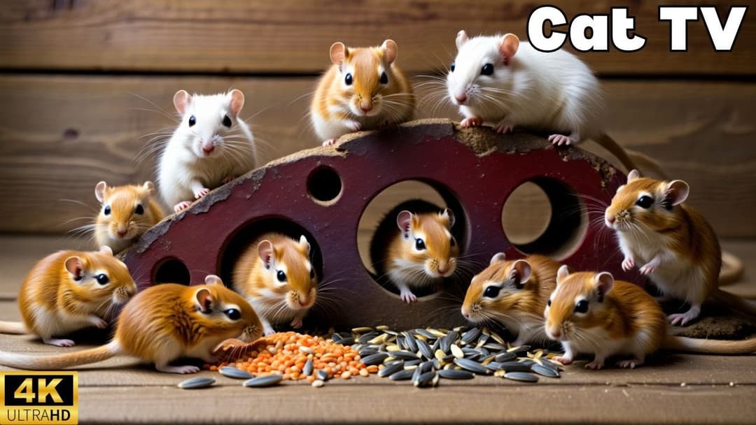 Cat TV Mouse Hide and Seek, Play, Scratch and Crawl through Maze of holes | 3H of fun in 4K UHD