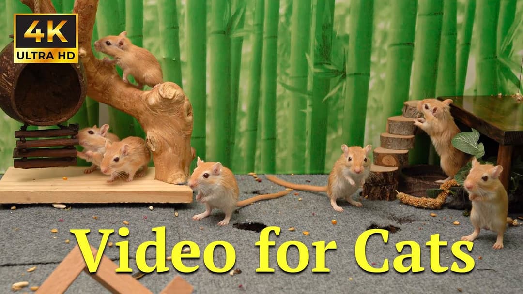 Hide & Seek Marathon: Tiny Mice in 4K UHD – 3-Hour Forest Fun for Cats!