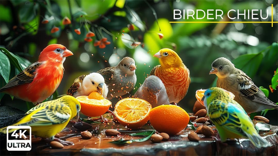🔴😺 Cat TV 😺Birds and Squirrels Eating Fruit 🕊️🐿️ Funny Cat Videos 😺