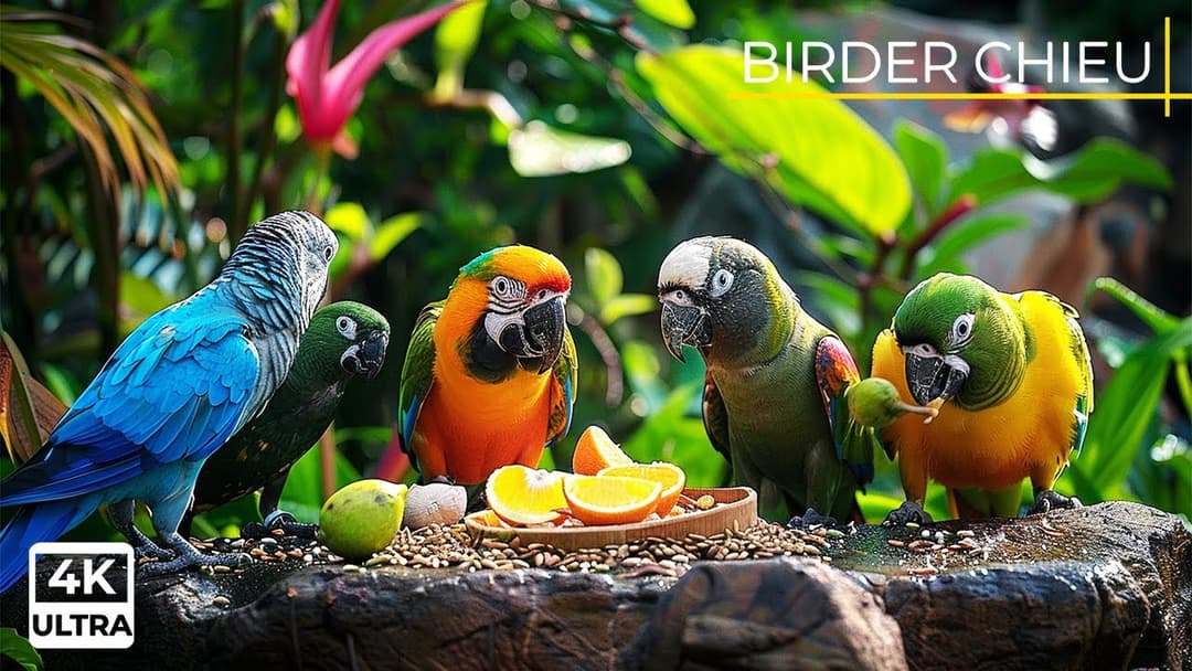 Birds & Squirrels Eat From an Ornament 🕊️🐿️ Funny Cat Videos & Cat Games 😸