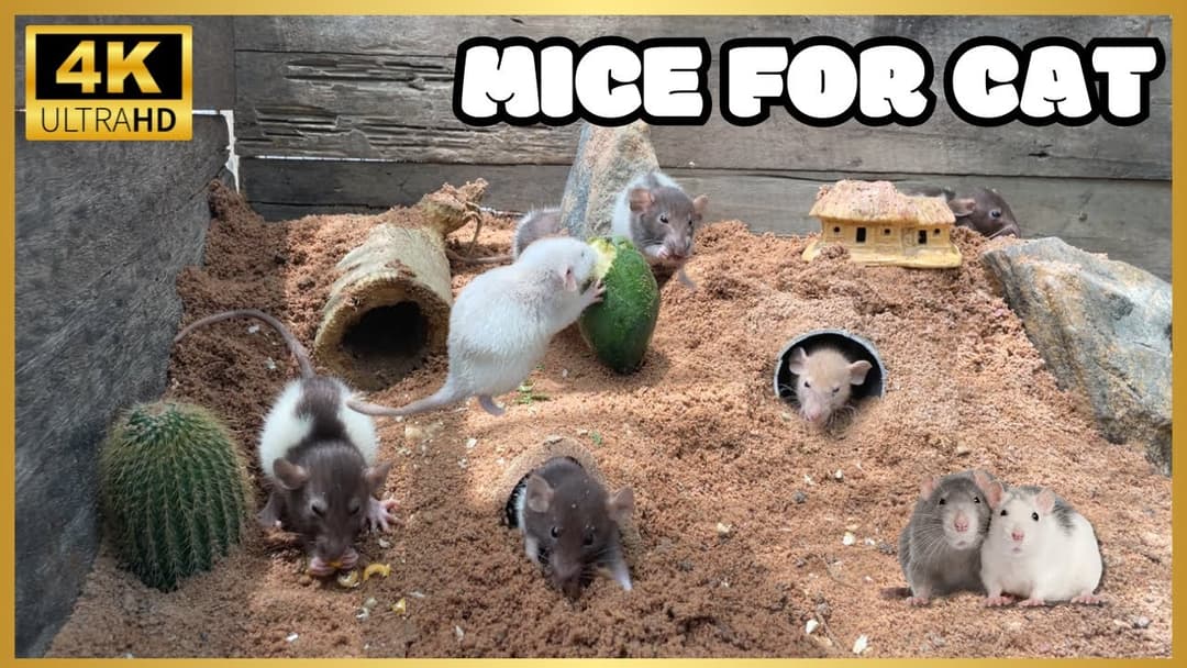 Cat TV for Cats to Watch🐱|Mice grabbing wheat grass, squabble, squeaking & playing for kittens 🐱🐱