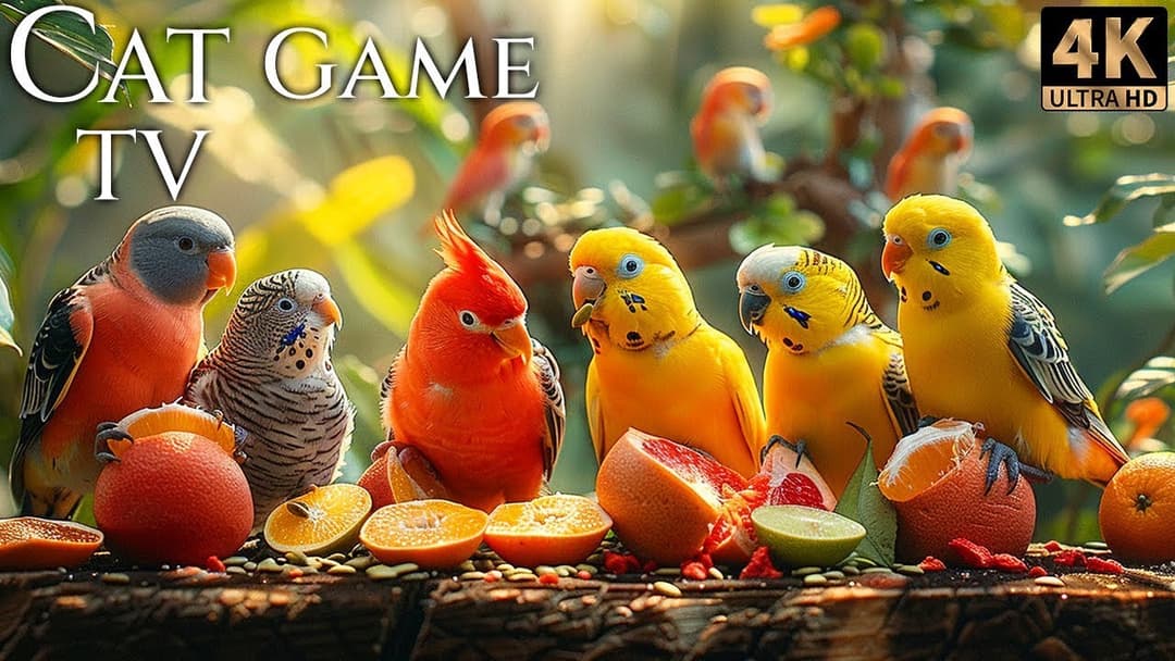 🔴😸 Cat TV for Cats 😸 Cheerful Birds and Cute Squirrels on a Sunny Day 🕊️🐿️ Live 12 Hours