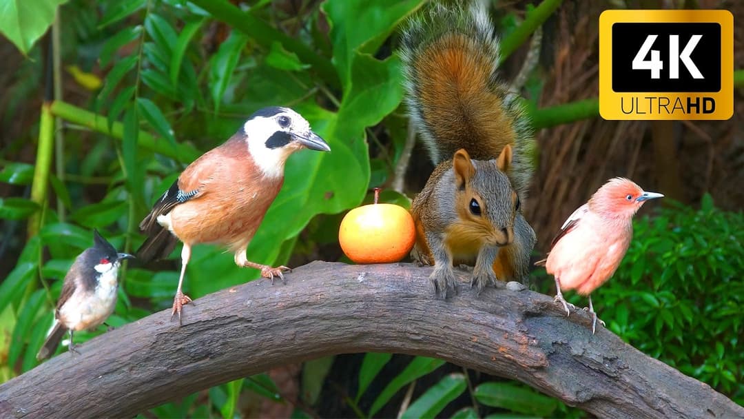 Cat TV NO ADS for Cats to Watch 😺🐦 Golden Tail Squirrels! Cute Birds and Chipmunks 🐿 Cat Games 4K