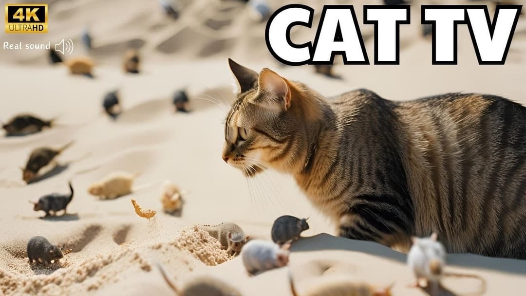 Cat TV for Cats: Adorable Mice Playing Hide & Seek in Sand 4K UHD!