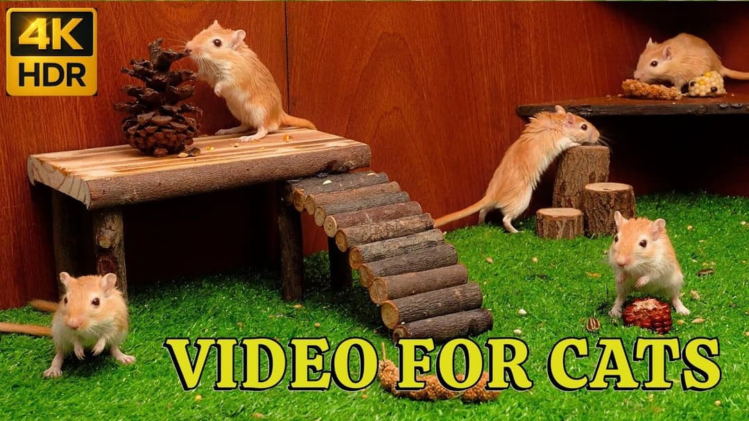 4K HDR Mice Playtime for Cats: Non-Stop Hide & Seek of Tiny Mice Sprint in 4K Cat TV | Catflix
