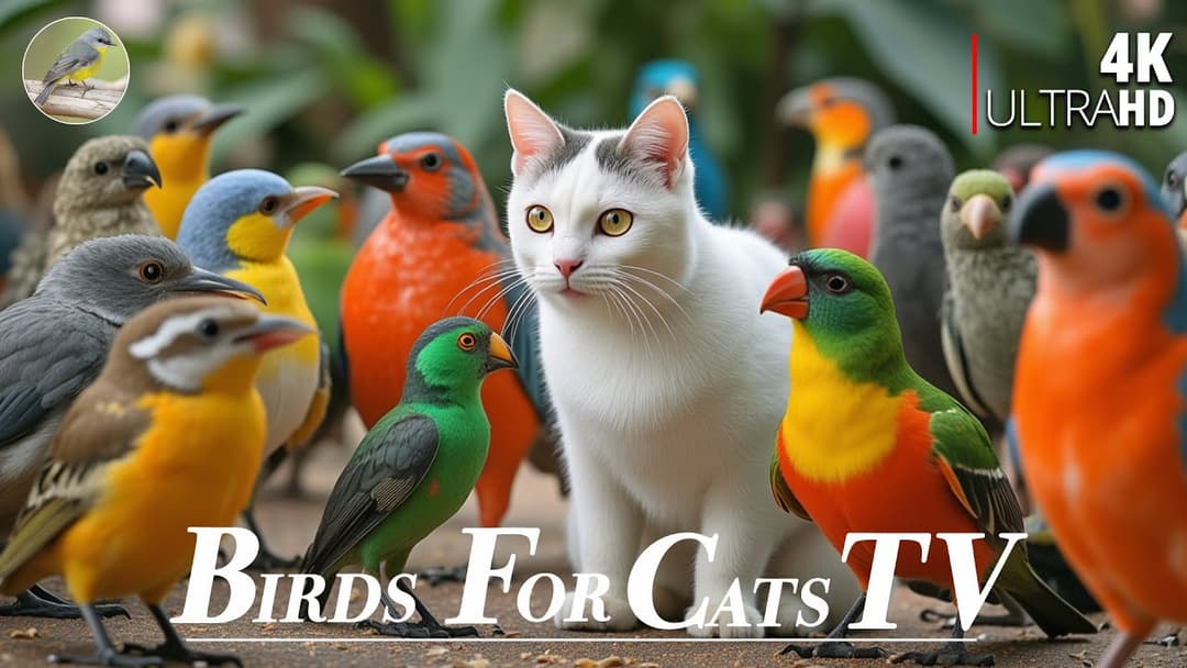 Cat TV for Cats 😻Cute Birds in the Garden ❤️ Love Nature🐿4 Hours 4K HDR