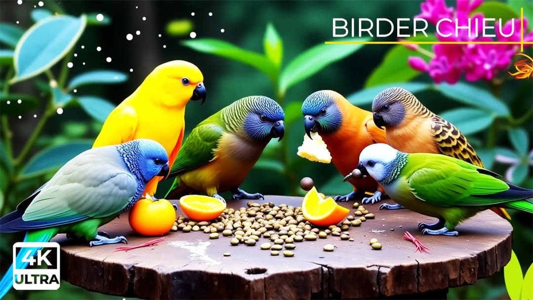 🔴😸 Birds & Squirrels Feast on a Garden Ornament 🕊️🐿️ Live 12 Hours in Ultra HD 😺