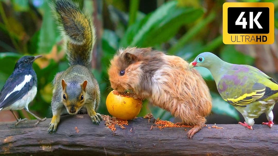 CAT TV NO ADS for Cats to Watch 😻 Cheerful Birds, Squirrel Kittens & After the Rain in the Forest 4K