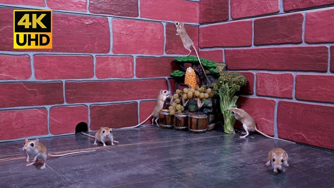 Cat TV Fun in 4K: Mice Hide & Seek Adventure with Food Play for Cats & puppies to Watch