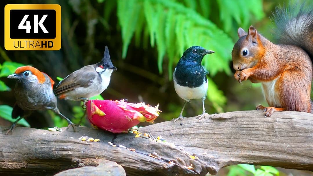 Cat TV NO ADS for Cats to Watch 😺🐦 Crazy Birds, Chipmunks and Squirrels 🐿 Cat Games 4K HDR