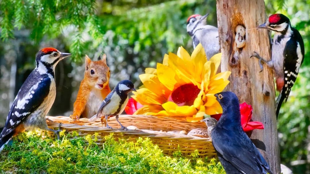 CAT TV NO ADS 😻 Birds in Basket for Cats to Watch and Slap🐤10 hours of Nature Fun for Everyone🕊️