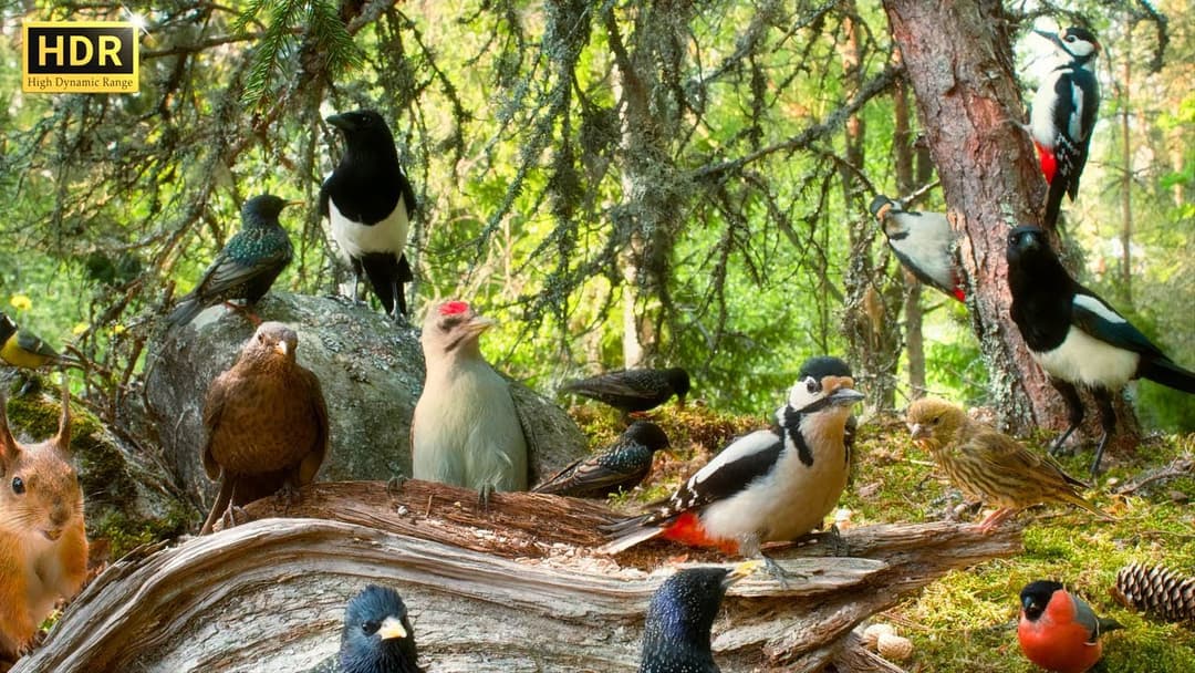 Bird Watching Extravaganza at Cozy Forest Nook Restaurant 😺 Cat TV for Cats to Watch 😺 4K HDR 10 hrs