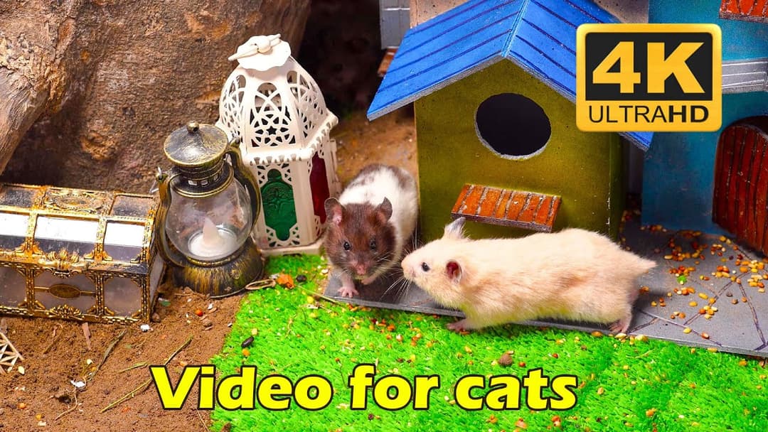 Cat TV for Cats to Watch : Adorable Mice Eating & Playing Chase Fun - 3 Hours 4K UHD | Catflix