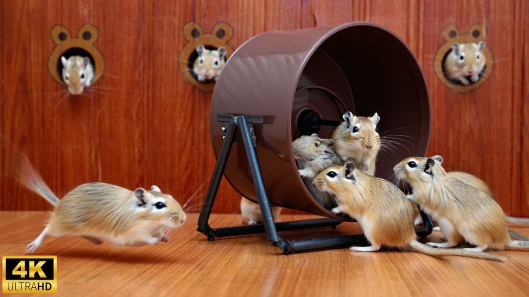 Cat TV mouse: Snacking, Hiding & Dashing | 8 Hours of Fun in 4K UHD 60FPS