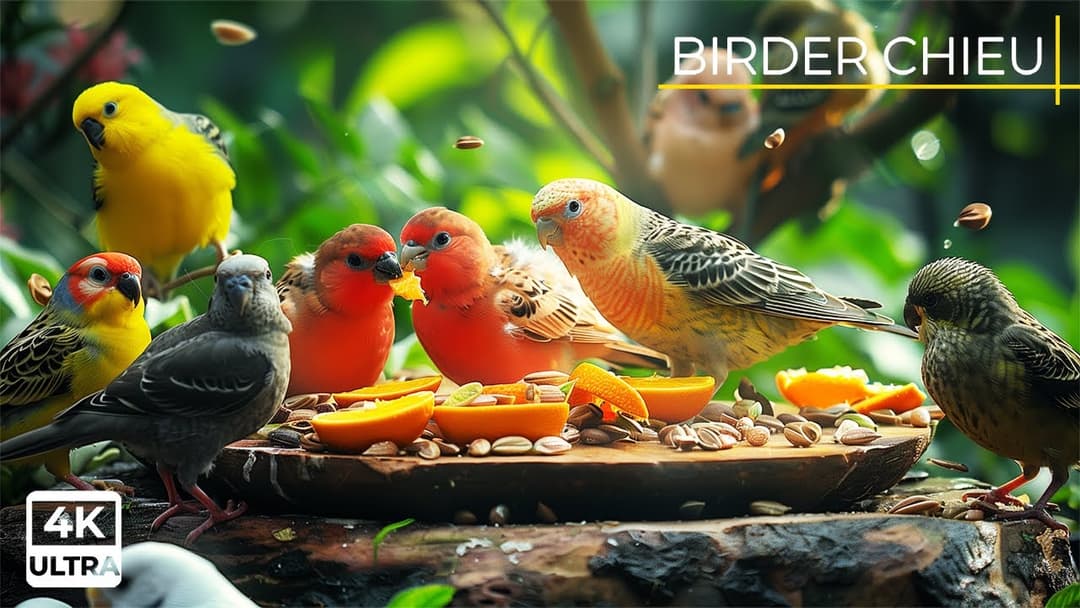 Birds & Squirrels Meet on the Wall 🕊️🐿️Video For Cats to Watch 😸