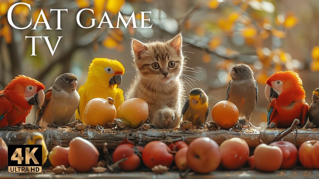🔴😻LIVE 12 Hours Ultra HD😻 Birds & Squirrels Scavenge on the Ground 🌿🐦🐿️😸