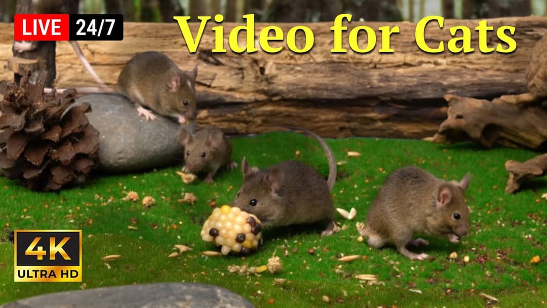 4K HDR Mice Playtime for Cats: Non-stop Hide & Seek with Tiny Mice | Catflix