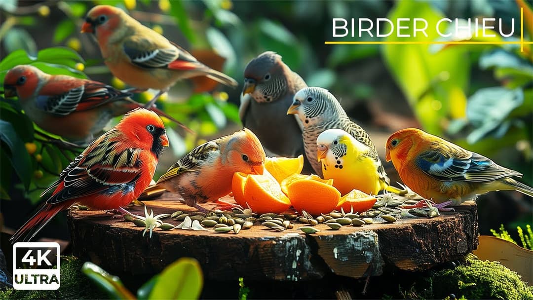 🔴😸Birds & Squirrels Enjoy Autumn Feast  🕊️🐿️ Live 12 Hours in Ultra HD 😺