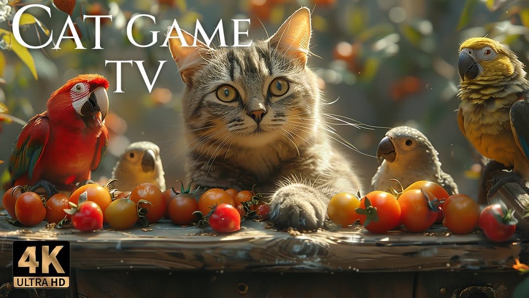 🔴😻LIVE 12 Hours Ultra HD😻 Birds & Squirrels Explore the Garden 🌿🐦🐿️😸