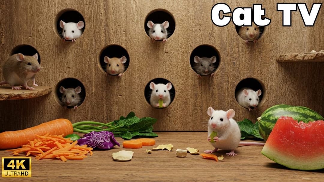 Cat TV Games for Cats | 8 Hours of Mouse Hide & Seek Fun in 4K 60fps!