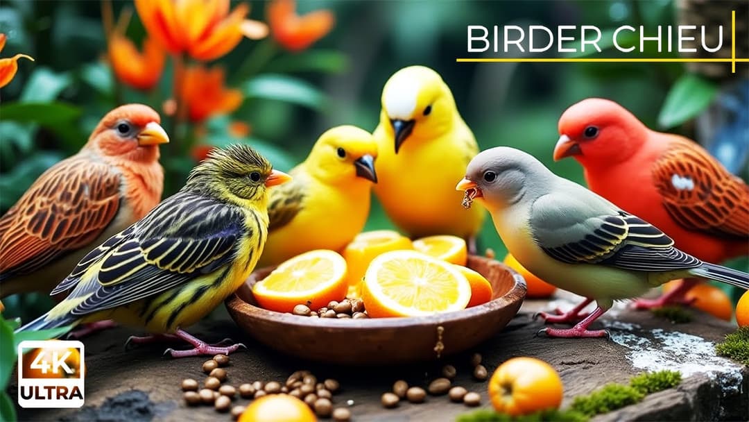 🔴 Birds & Squirrels Eat on the Wall by the Flowers🕊️🐿️ Live 12 Hours in Ultra HD 😺