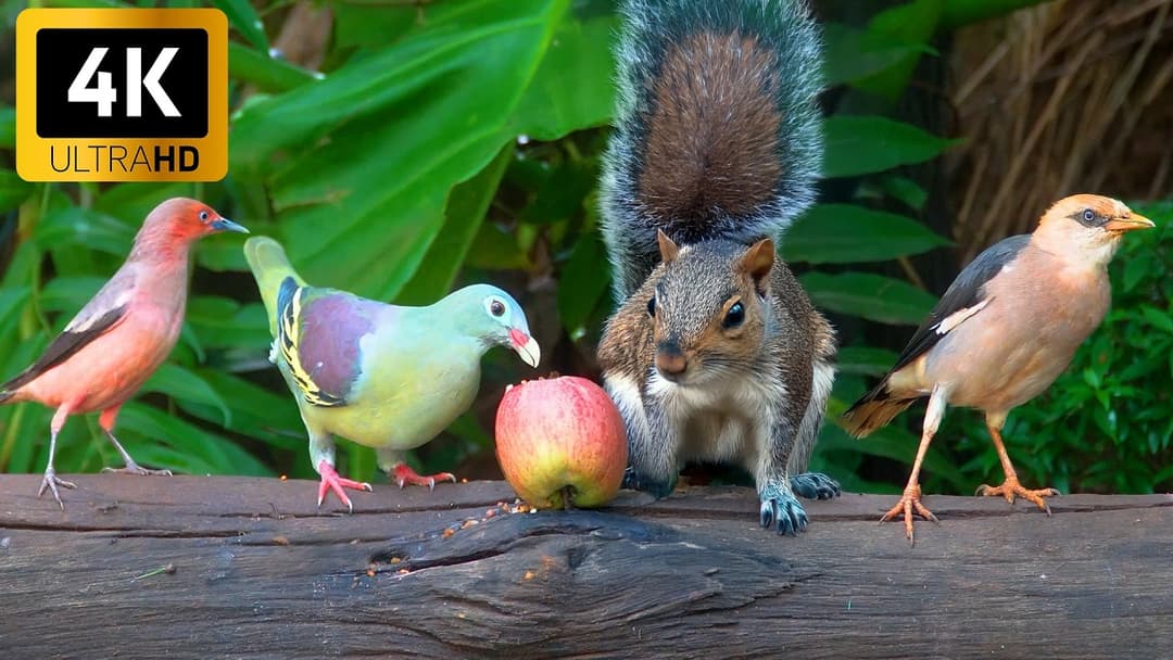 [NO ADS] Cat TV for Cats to Watch 🕊 Squirrels & Birds Squabble Over Food 😹 Videos for Cats 4K HDR
