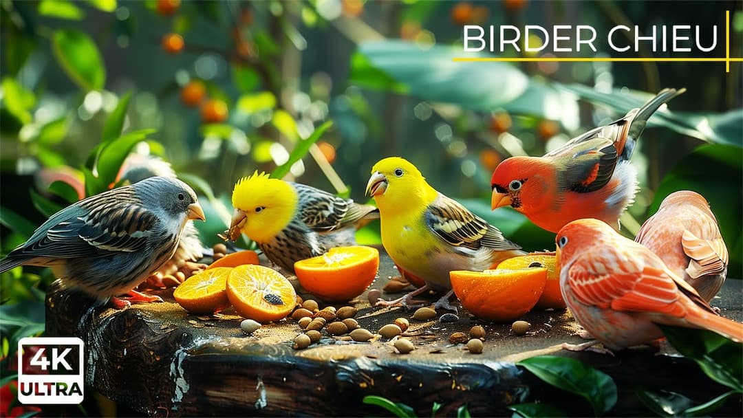 🔴😺 Autumn Birds and Squirrels Enjoy a Sunset Feast😺🕊️ Live 12 Hours in Ultra HD