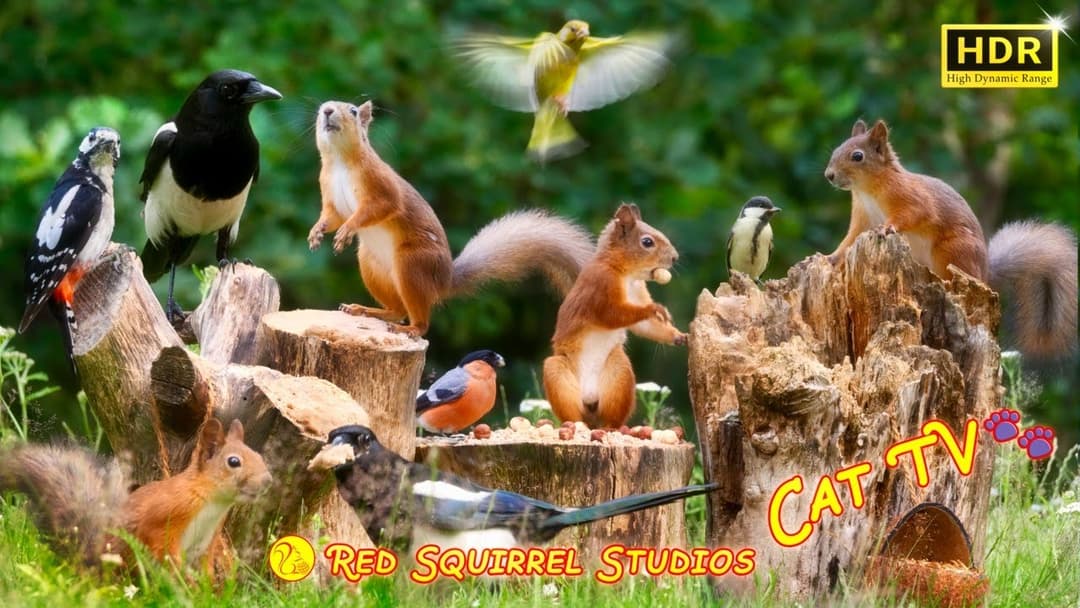 Squirrel and Bird Watching Extravaganza🐿️CAT TV NO ADS 😻10 hours of Nature Fun for Everyone
