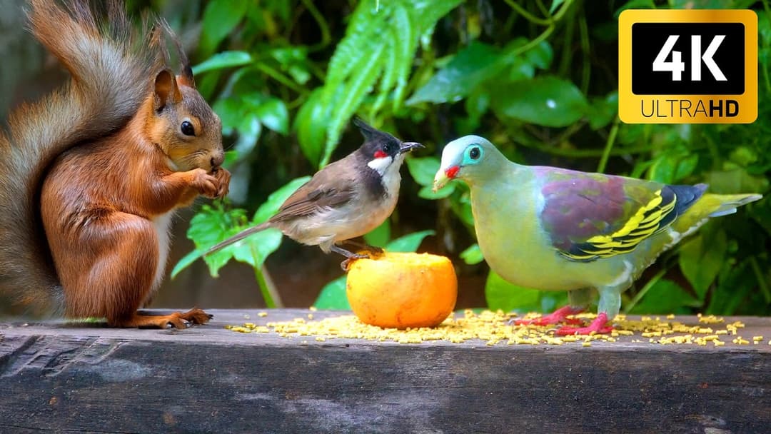 CAT TV NO ADS 4 hrs 🕊️ Fledgling Birds Demand Food From Parents 🕊️ Cat Entertainment Videos HDR 4K