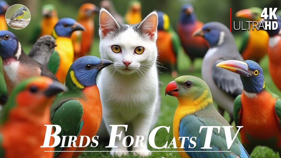 Cat TV for Cats 😻 Cute Birds and Squirrels in the spring 🐿4 Hours 4K HDR
