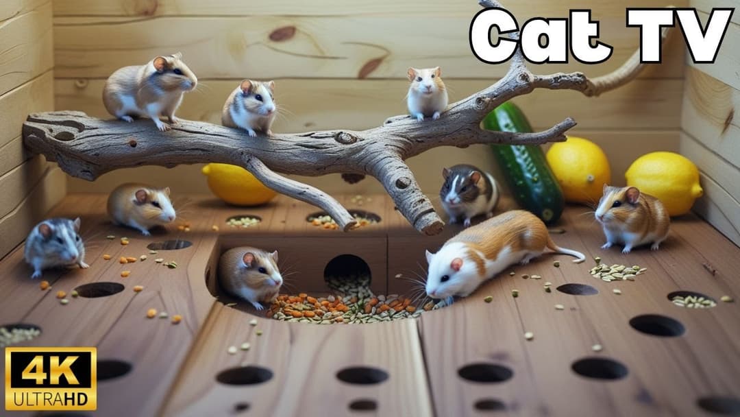 Cat TV: 8 Hours Non-Stop Mouse Chase & Hide & Seek for Cats to Watch | 4K UHD 60FPS!