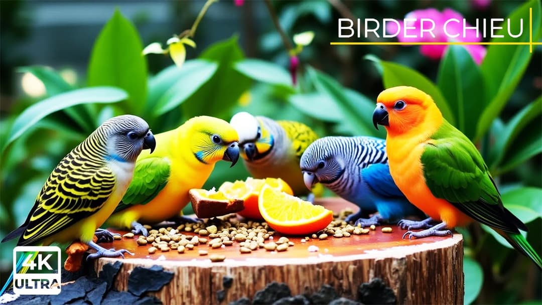 🔴😸 Birds & Squirrels Eat in the Evening Sun 🕊️🐿️ Live 12 Hours in Ultra HD 😺
