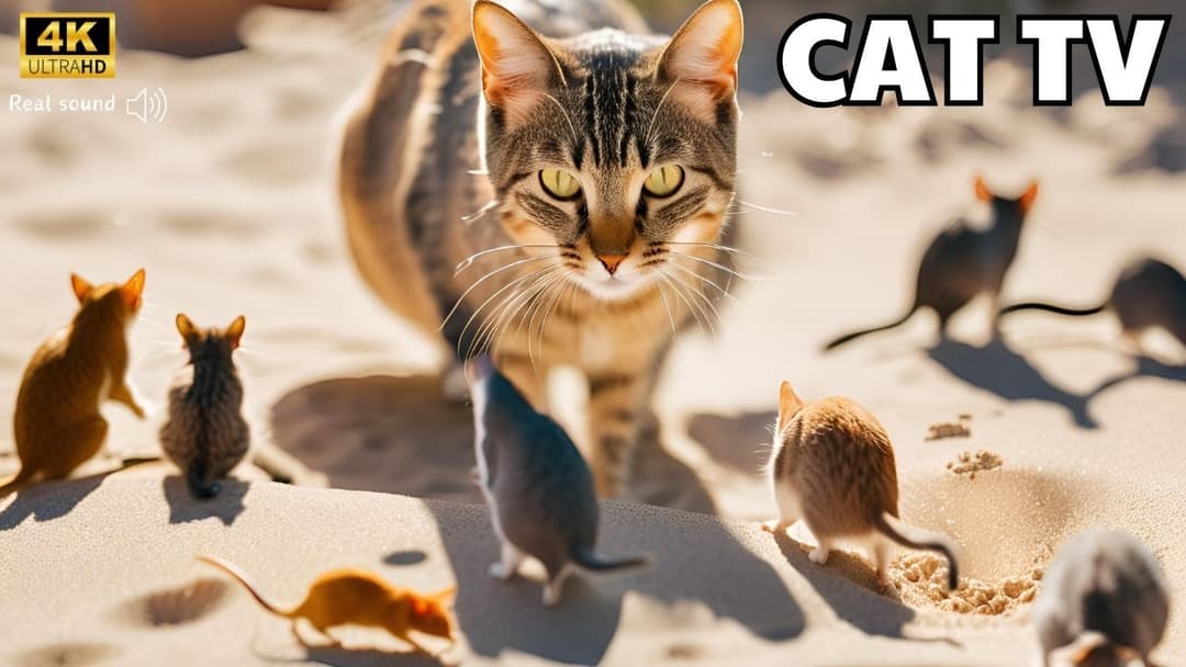 Cat TV for Cats to Watch🐱| Adorable Mice Digging Burrows, Teasing, Hide & Seek | Cat games | 8 Hours