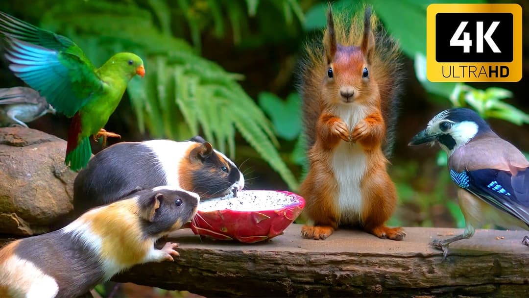 [No Ad Interruptions] Cat TV 😺 Birds & Squirrels in the Garden 🕊️🐿️ Cat Games for Cats to Watch 4K