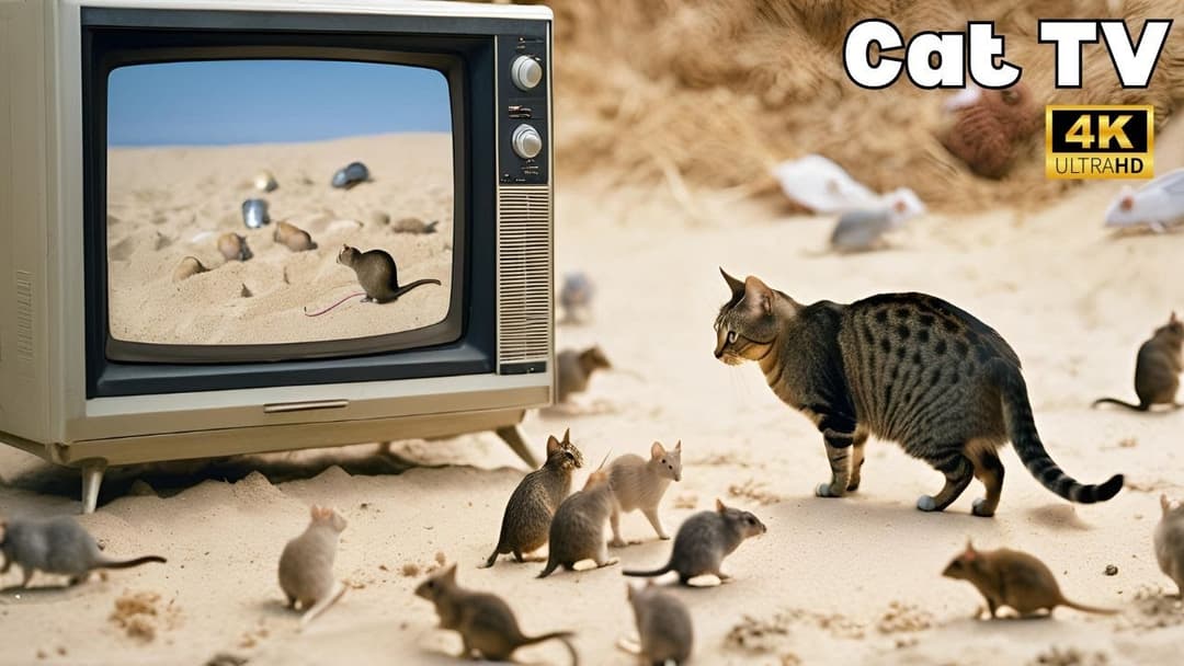 Cat TV for Cats to Watch🐱| Mouse sand grabbing, hide & seek and playing on full screen 4k UHD!
