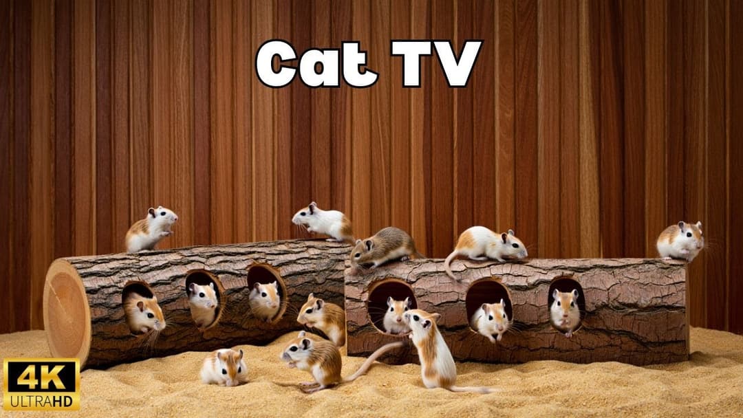 Interactive Cat TV Mouse Hiding, Popping & Grabbing Grass for cats to watch | 4K UHD