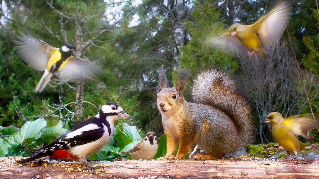 Cat TV for Cats to Watch 😺 Cute Birds and Funny Squirrels🐿️