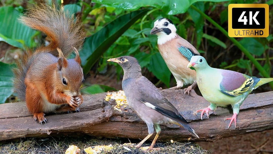 Cat TV for Cats to Watch 😺🐦 Golden Tail Squirrels! Cute Birds and Chipmunks 🐿 Cat Games 4K HDR