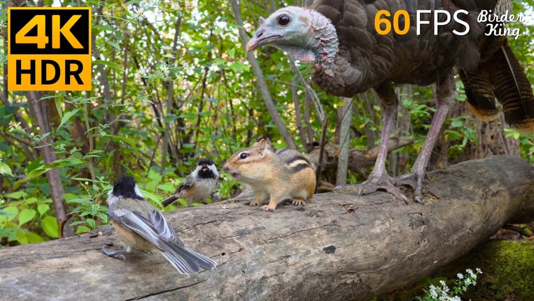 Cat TV for Cats to Watch 😺🐿️ Happy Birds, Squirrels and Turkeys 🐦 4K HDR 60FPS