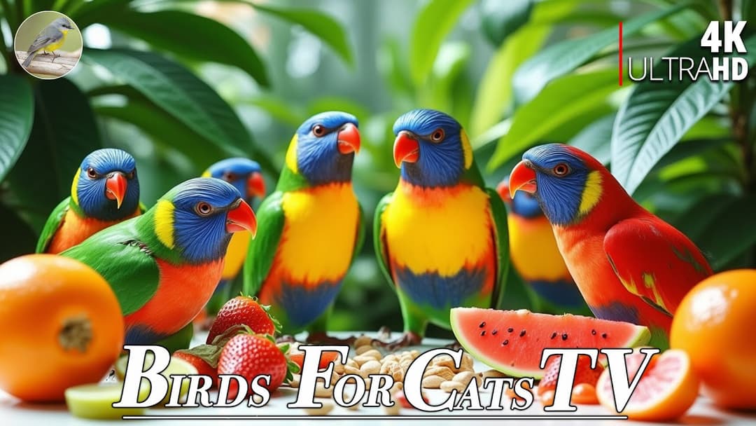 Cat TV for Cats 😻 Happy Birds and Squirrels🐿 with Valentine's Day Treats 🌹 4 Hours 4K HDR