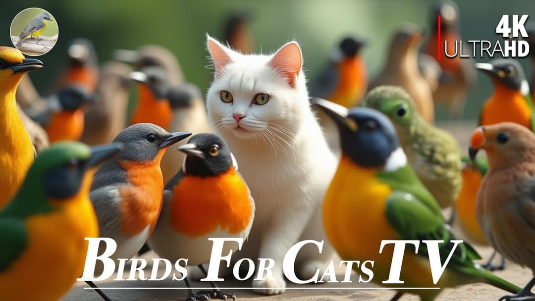 Cat TV for Cats 😻Cute Birds Gather 💖 Relaxing with Cat TV🐿4 Hours 4K HDR