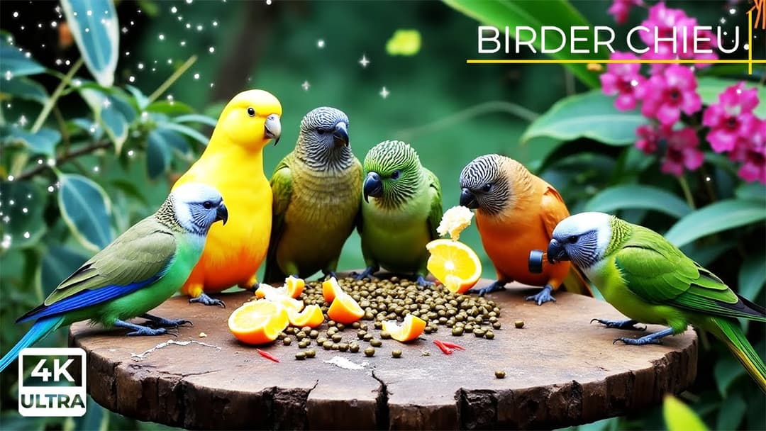 🔴😸 Birds & Squirrels Eat on a Garden Rock 🕊️🐿️ Live 12 Hours in Ultra HD 😺