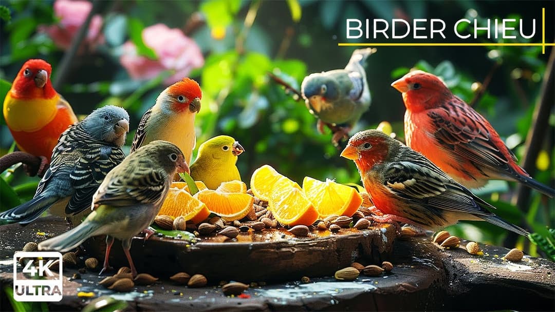 Birds and Squirrels Exploring the Garden Together 🕊️🐿️ Video For Cats to Watch 😸