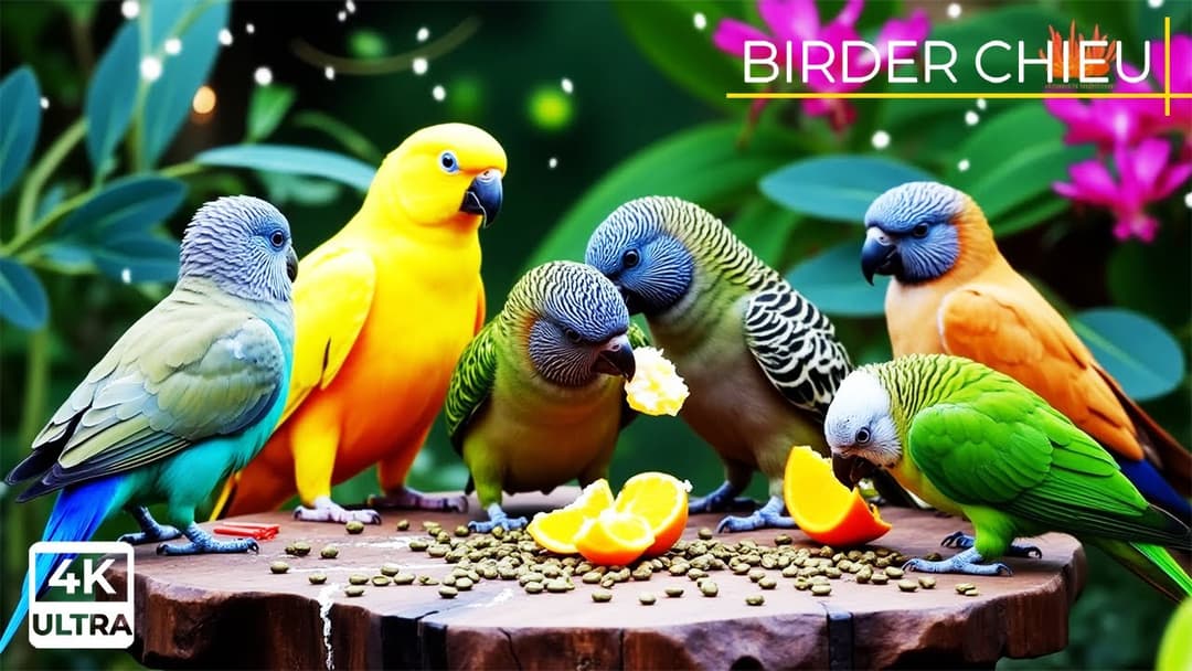 🔴😸 Spring Birds & Squirrels Snack on a Stool 🕊️🐿️ Live 12 Hours in Ultra HD 😺