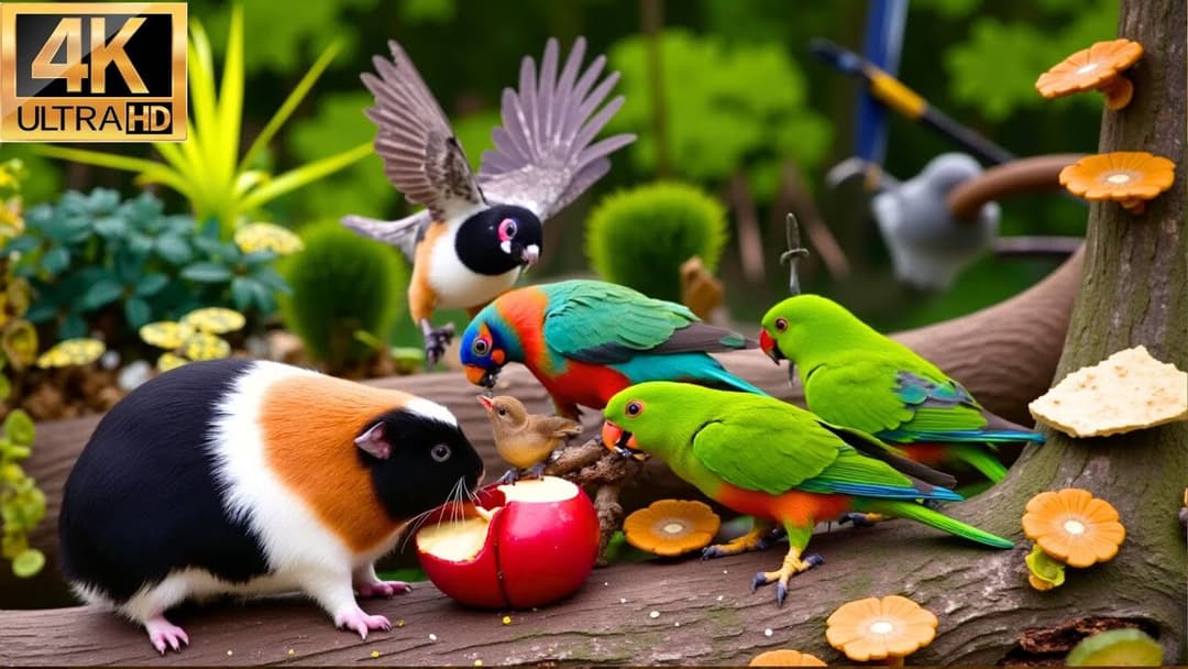 Magical Cat TV 😸 Squirrels & Birds Enjoy Worm Buffet on the Birdtable 🐦 4K Videos for Cats